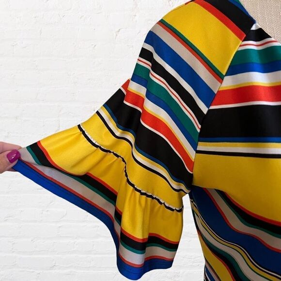 NWOT, Small, New Directions, Rainbow Flutter Sleeve Blouse/Tee - Picture 3 of 6